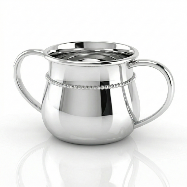 Krysaliis Beaded 2 Handle Baby Cup in High Micron Sterling Silver Layer