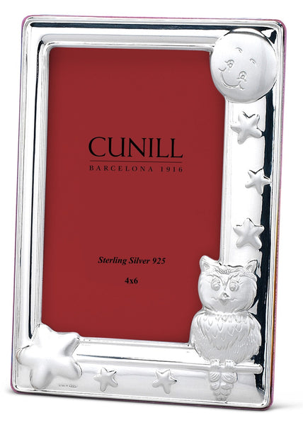 Cunill 'Owl' 4x6 Sterling Silver Picture Frame (Pink Back)