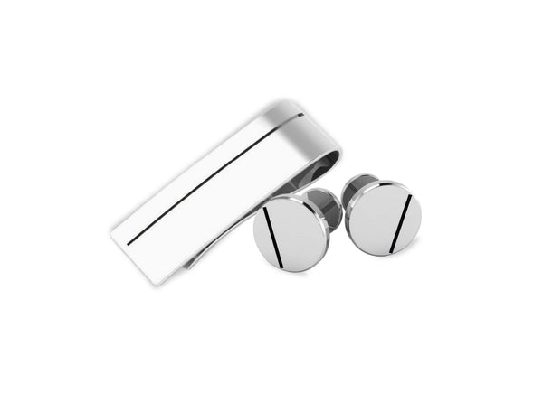 Sleek Enamel Sterling Silver Money Clip & Cufflinks by Krysaliis