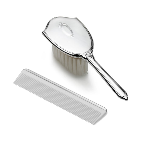 Empire Classic Pewter Plain Brush and Comb Set