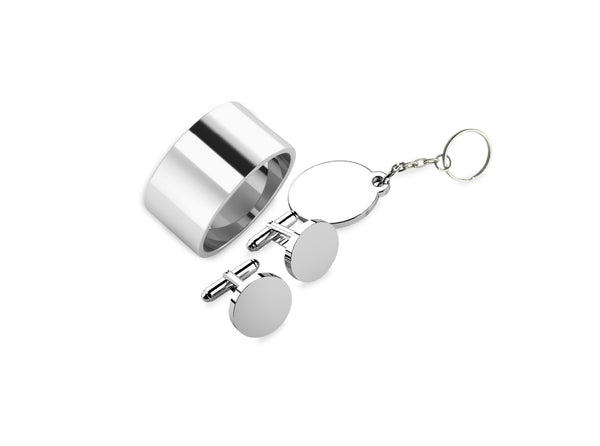 Classic Round Sterling Silver Men's Gift Set By Krysaliis