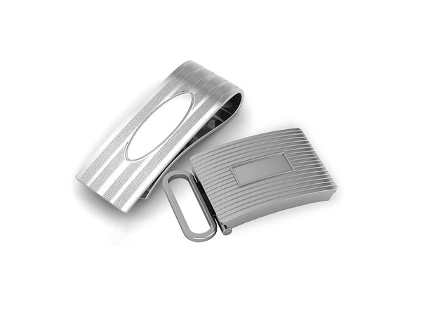 Engine Turned Sterling Silver Money Clip & Belt Buckle by Krysaliis