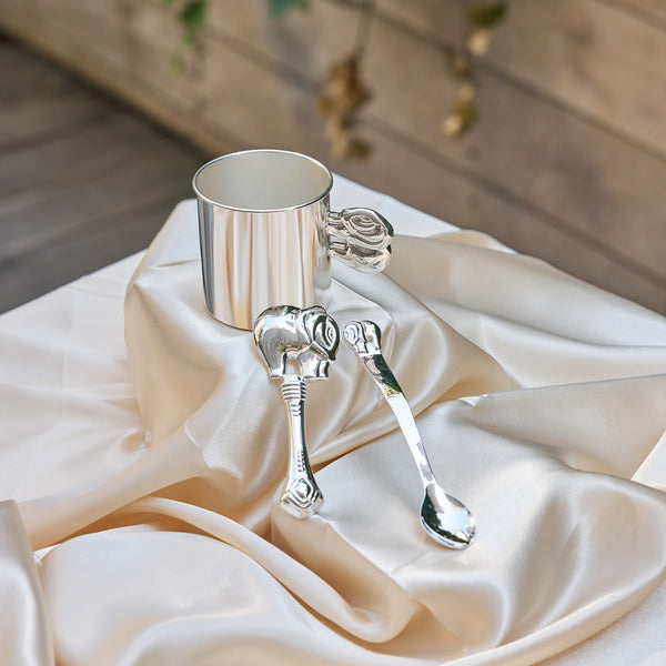 Krysaliis Sterling Silver Baby Feeding Set - Elephant