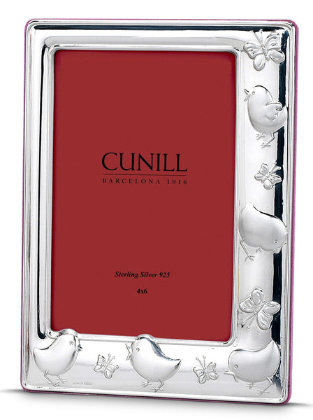 Cunill 'Chicks' 4x6 Sterling Silver Picture Frame (Pink Back)