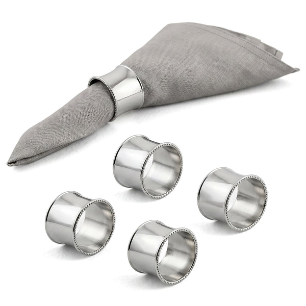 Krysaliis Silver Plate Beaded Napkin Rings - Set of 4
