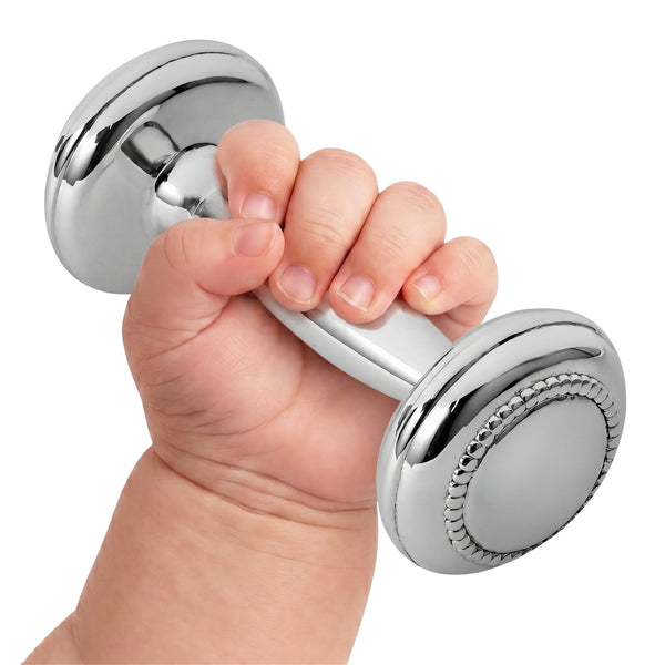 Krysaliis Sterling Silver Dumbbell Rattle - Beaded