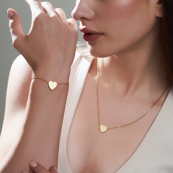 Mysha Personalized Eternal Initial Heart Pendant & Bracelet Set