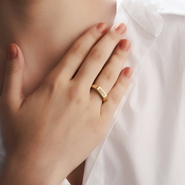 Mysha Gold Plate Classic Engravable Ring