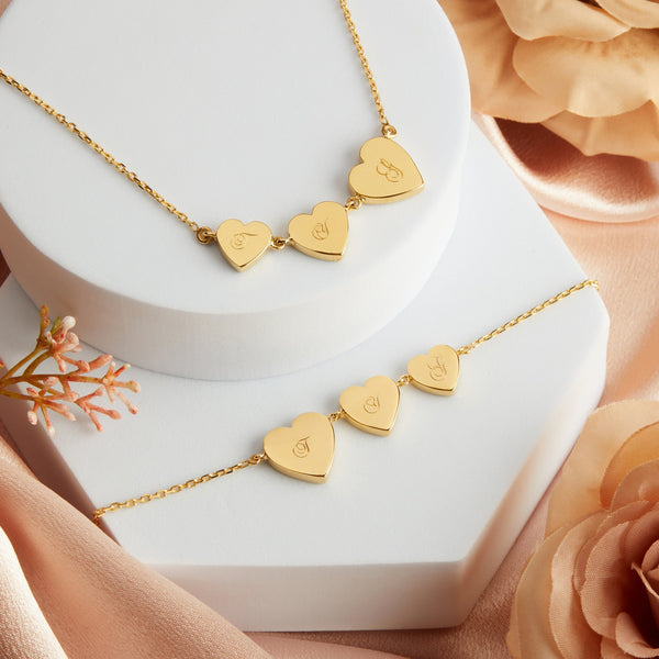Mysha Personalized Triple Serenade Heart Pendant