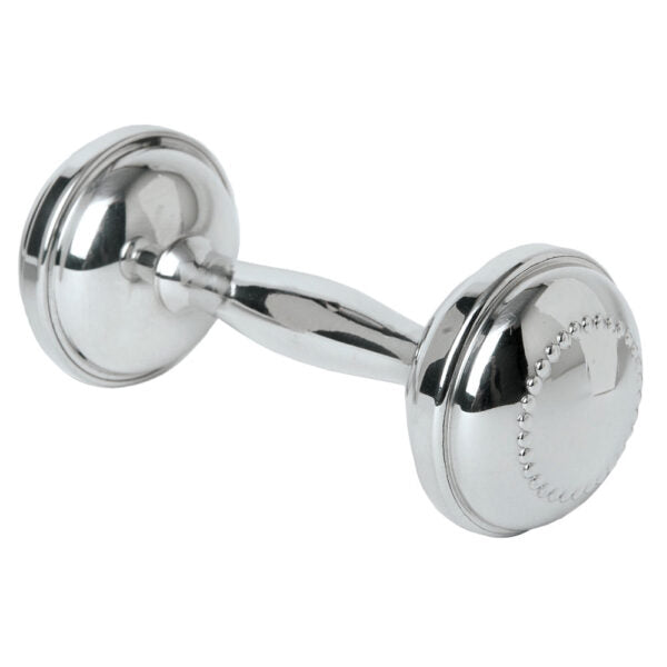 Salisbury Pewter Beaded Dumbbell Rattle for Newborn Baby