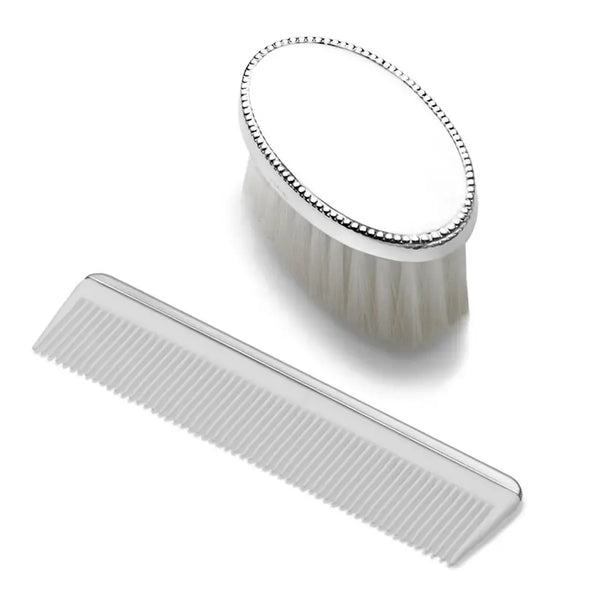 Empire Sterling Boys Oval Bead Design Brush & Comb