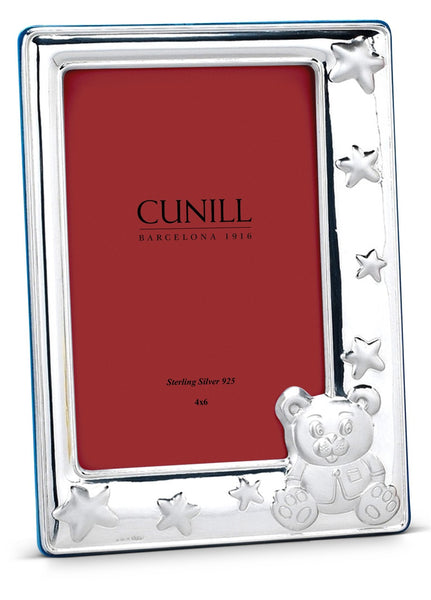 Cunill Teddy Stars Blue 4x6 Sterling Silver Frame