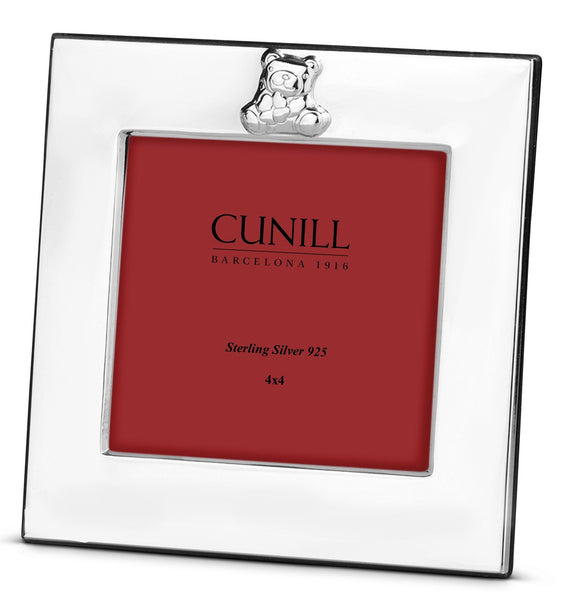 Cunill Square 4x4 Sterling Silver Frame with Wide Border and Teddy Bear on Top