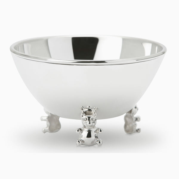 Teddy Sterling Silver Baby Feeding Bowl by Krysaliis