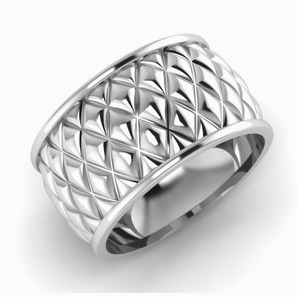Sterling Silver Checkered Napkin Rings by Krysaliis - Set of 2