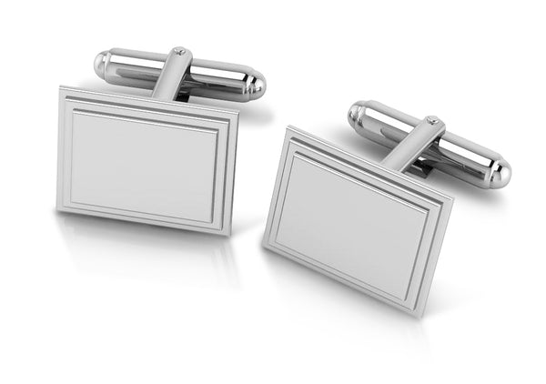 Krysaliis Sterling Engravable Stepped Edge Rectangle Cufflinks