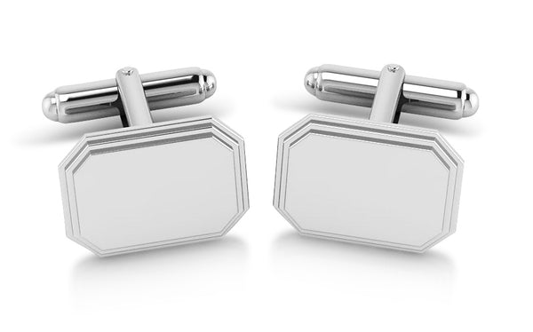 Krysaliis Sterling Engravable Stepped Edge Hexagon Cufflinks