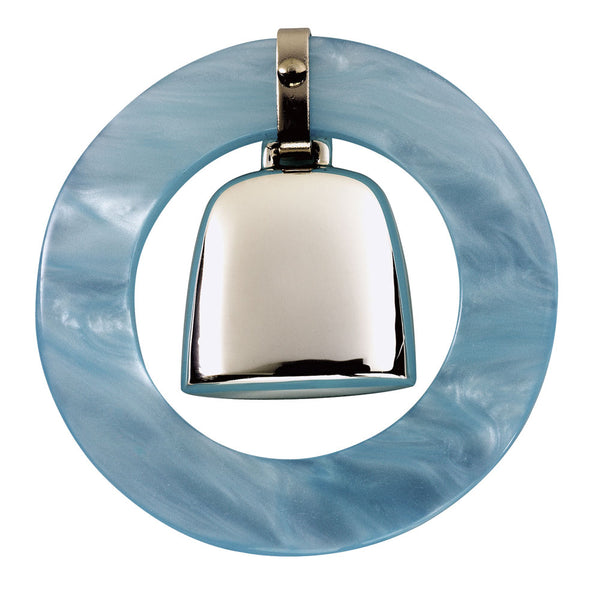 Salisbury Sterling Silver Teething Ring Baby Rattle - Blue