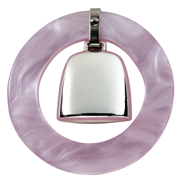 Salisbury Sterling Silver Teething Ring Baby Rattle - Pink