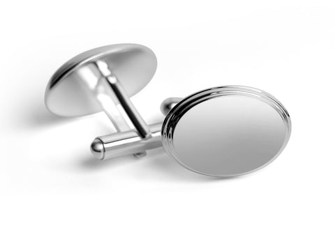 Krysaliis Sterling Silver Oval Stepped Cufflinks