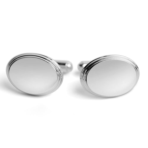 Krysaliis Sterling Silver Oval Stepped Cufflinks