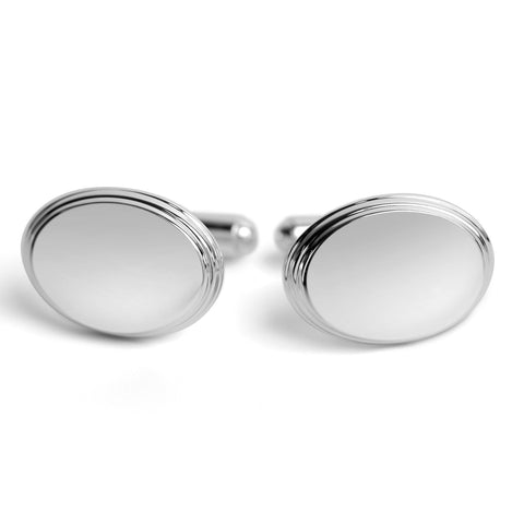 Krysaliis Sterling Silver Oval Stepped Cufflinks