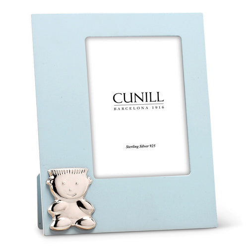 Cunill 'Boy' Sterling Silver and Blue Wood Picture Frame in 4" x 6"