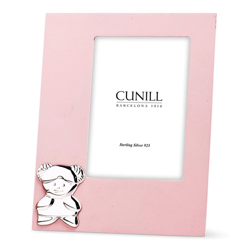 Cunill 'Girl' Sterling Silver and Pink Wood Picture Frame in 4" x 6"