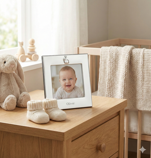 Cunill Sterling Bunny Picture Frame 4x4 (Mahogany Back)