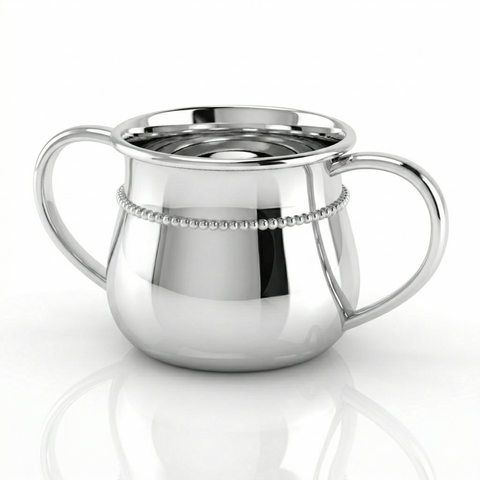 Krysaliis Beaded 2 Handle Baby Cup in High Micron Sterling Silver Layer