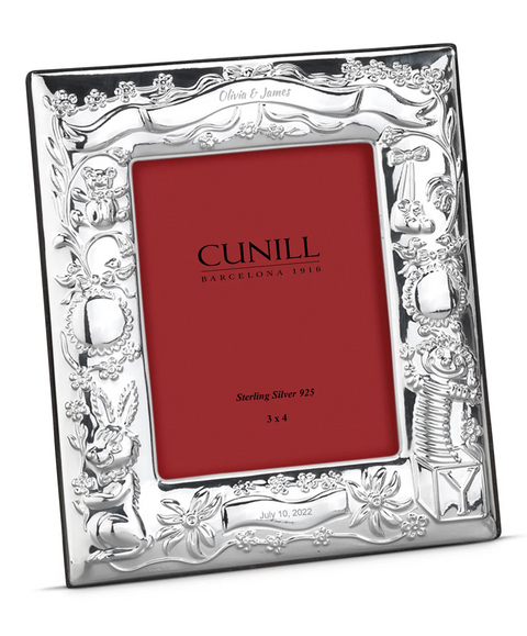 Cunill 'Jack in the Box' Birth Record 3x4 Sterling Silver Picture Frame