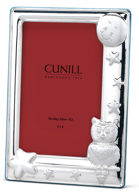 Cunill 'Owl' 4x6 Sterling Silver Picture Frame (Blue Back)