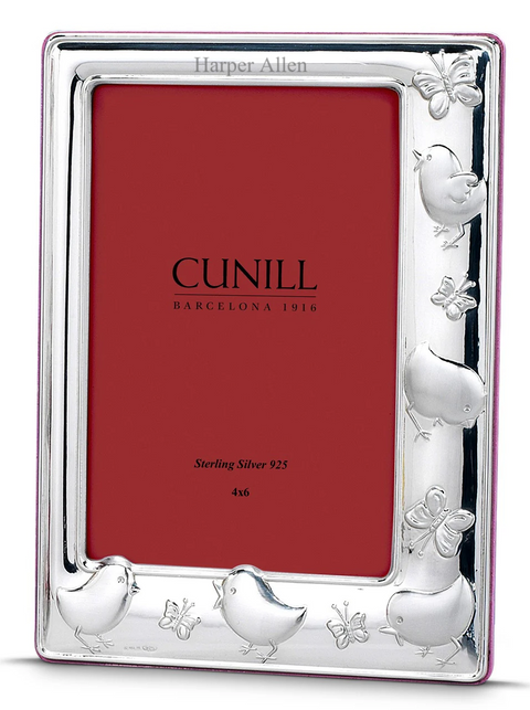 Cunill 'Chicks' 4x6 Sterling Silver Picture Frame (Pink Back)