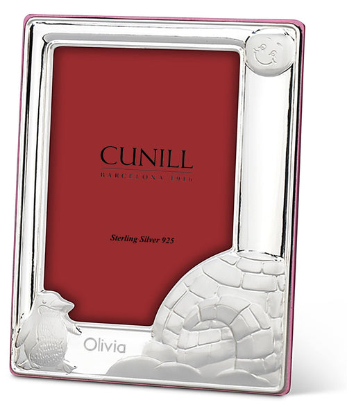 Cunill 'Penguin' Sterling Silver Picture Frame (Pink Back) in 4" x 6"