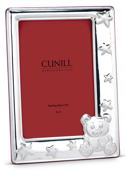 Cunill 'Stars' 4x6 Sterling Silver Picture Frame (Pink Back)