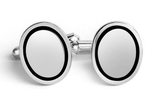 Krysaliis Sterling Silver Oval Enamel Cufflinks