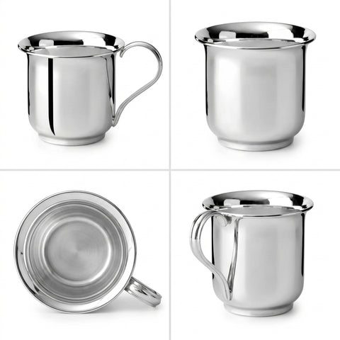Krysaliis Sterling Silver Classic Mug Shape Baby Cup with Smooth Handle