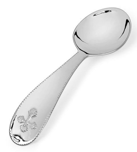 Sterling Silver Beaded Cross Baby Spoon & Fork Set by Krysaliis