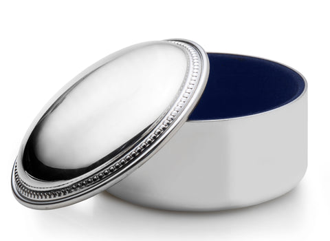 Empire Beaded Round Pewter Jewelry Box