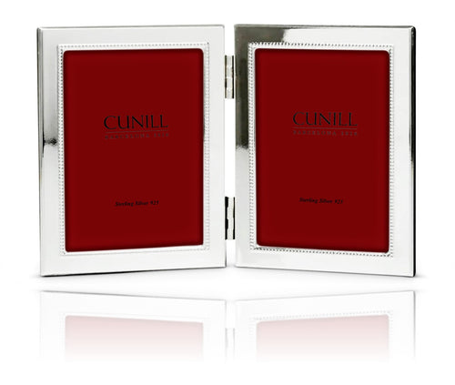 Cunill 'Tiffany Bead' Hinged Double Sterling Silver Frame in 5" x 7"