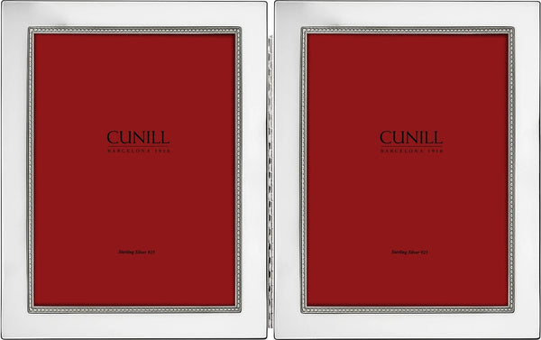 Cunill 'Tiffany Bead' Hinged Double 4x6 Sterling Silver Frame