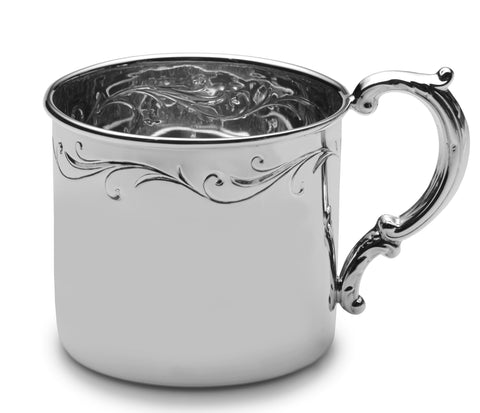 Empire Floral Border Sterling Baby Cup