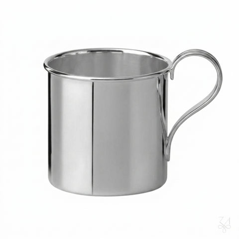 Krysaliis Sterling Silver Baby Cup with Smooth Handle Flat Rim Shape