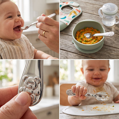 Krysaliis Bear Baby Spoon in High Micron Silver Layer