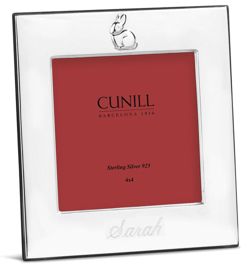 Cunill 'Bunny' Sterling Silver Picture Frame (Blue Back) in 4" x 4"