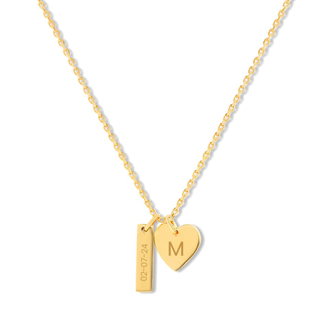 Mysha Personalized Bar and Heart Pendant
