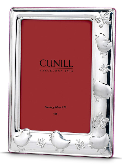 Cunill 'Chicks' 4x6 Sterling Silver Picture Frame (Pink Back)