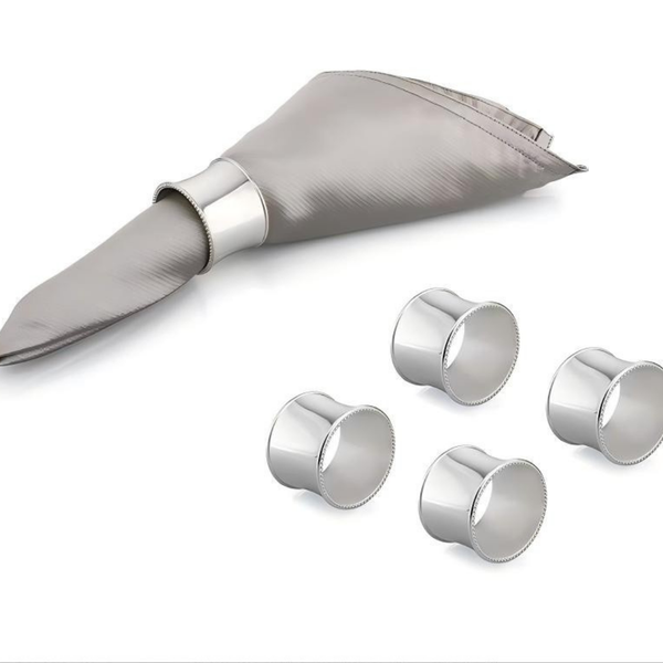 Krysaliis Silver Plate Beaded Napkin Rings - Set of 4