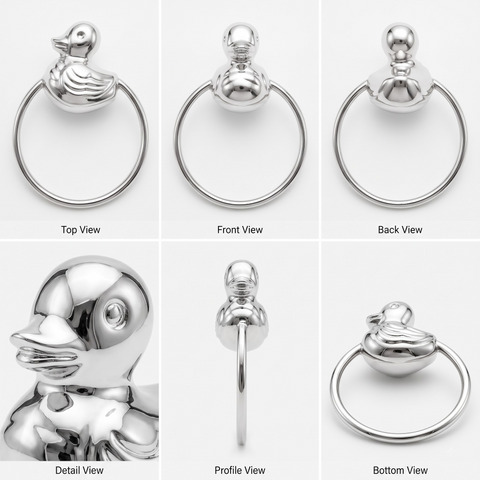 Krysaliis Sterling Silver Baby Rattle - Duck Ring