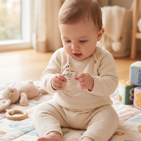 Krysaliis Sterling Silver Baby Rattle - Duck Ring